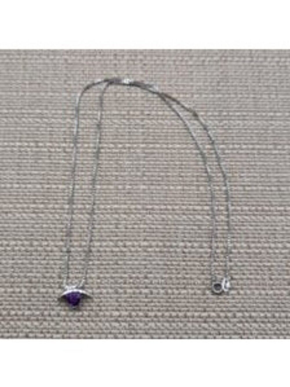 18 Inch Sterling Silver Trillion Cut Amethyst Crescent Pendant Necklace A8300